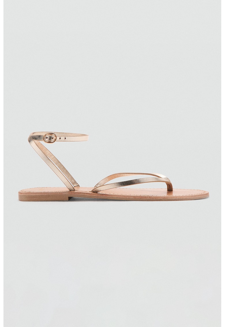 Sandale flatform din piele - Auriu rose