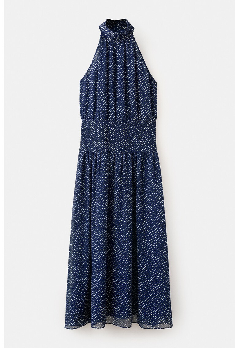 Rochie halter cu buline - Alb/Albastru inchis