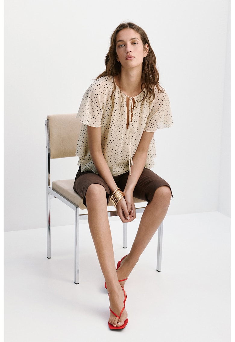 Bluza stratificata cu buline - Crem