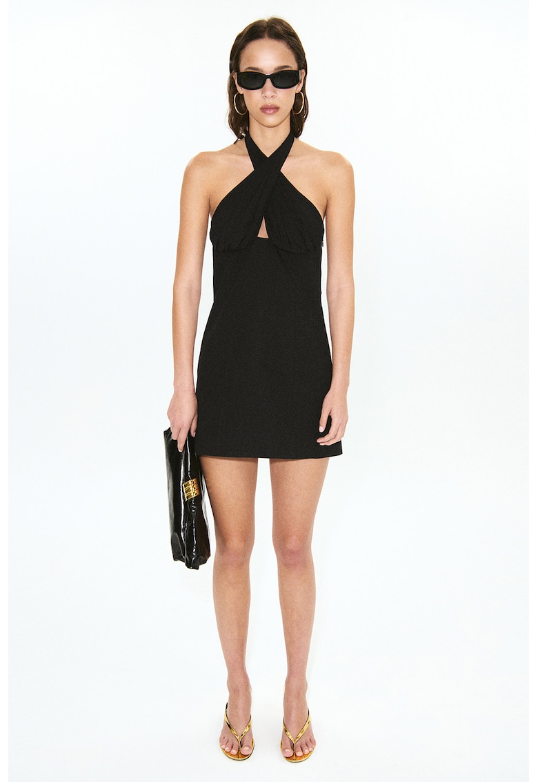 Rochie mini cu decolteu halter - Negru