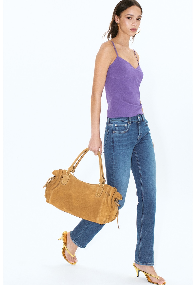 Blugi skinny cu talie joasa - Albastru melange