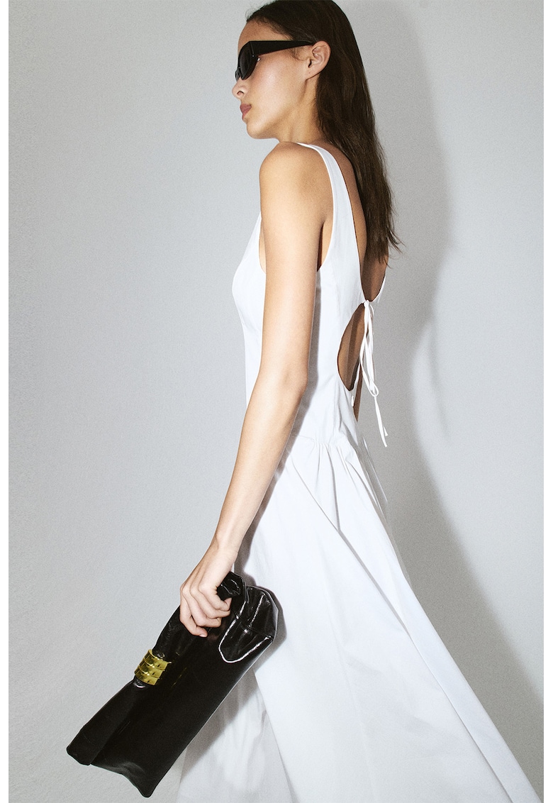 Rochie midi cu decolteu patrat - Alb optic