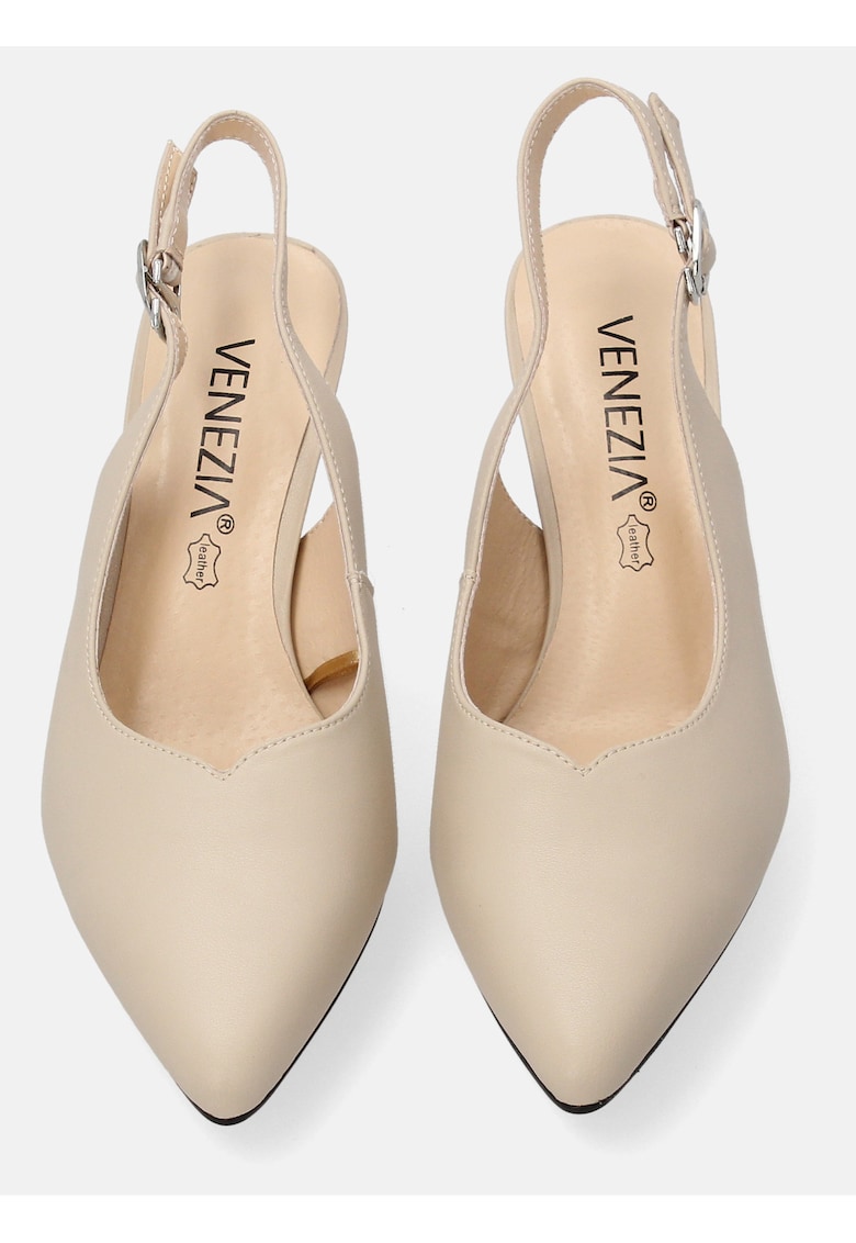 Pantofi sling-back cu toc decorativ