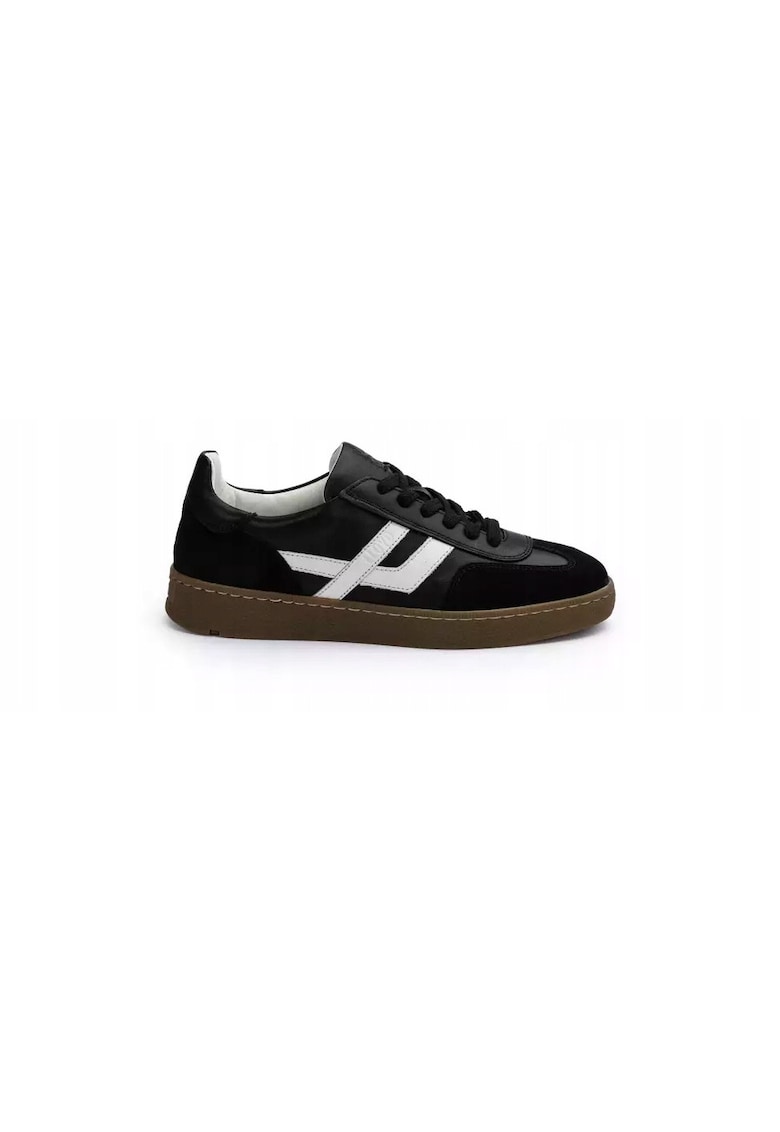 Sneakers femei BRAVA - piele naturala - negru alb - Negru