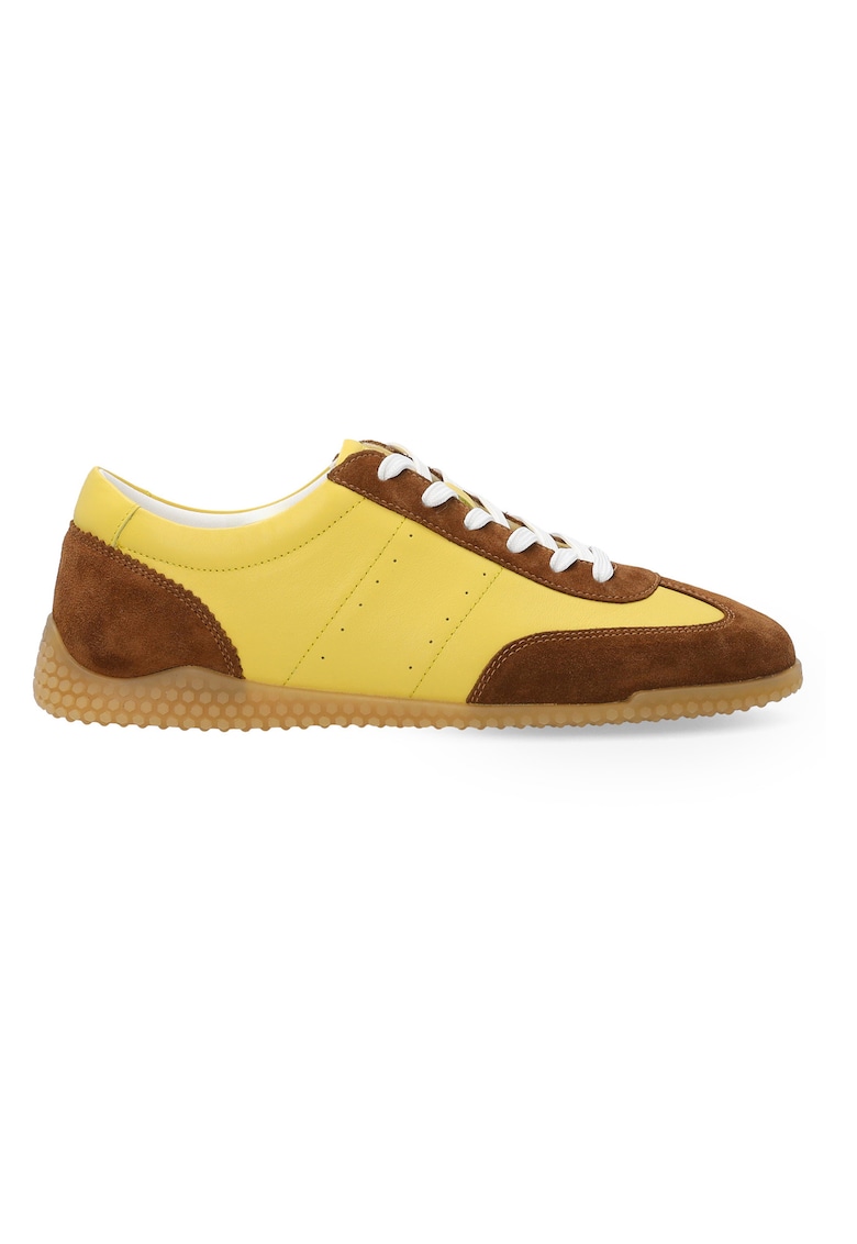 Pantofi sport din piele si piele intoarsa - Maro/Galben