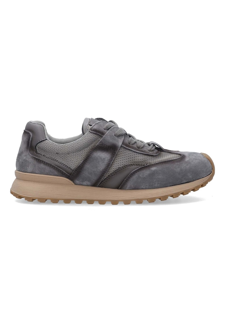 Pantofi sport wedge cu insertii de piele nabuc
