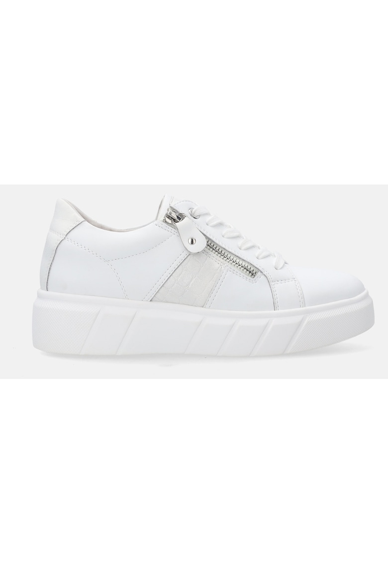 Pantofi sport din piele naturala cu fermoar si talpa wedge