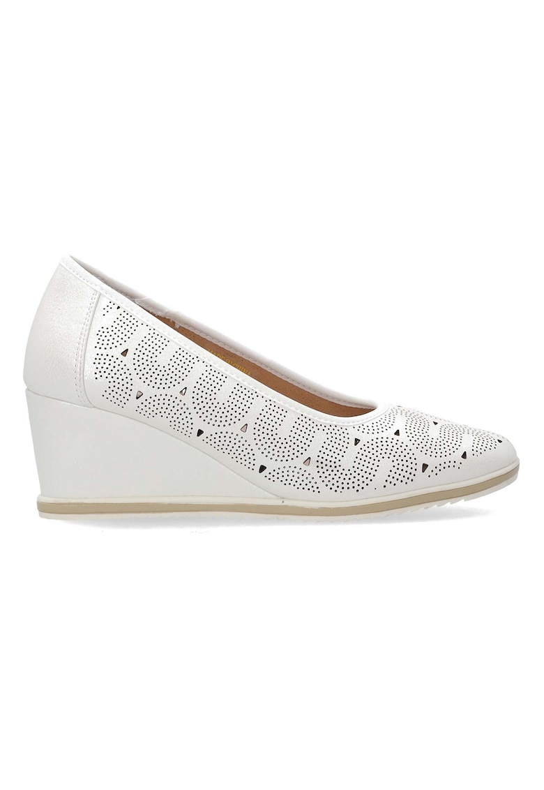 Pantofi din piele perforata cu talpa wedge