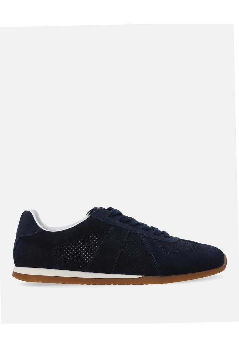 Pantofi sport din piele intoarsa - cu profil jos si perforatii