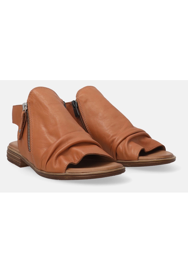 Sandale din piele cu fermoar si talpa joasa