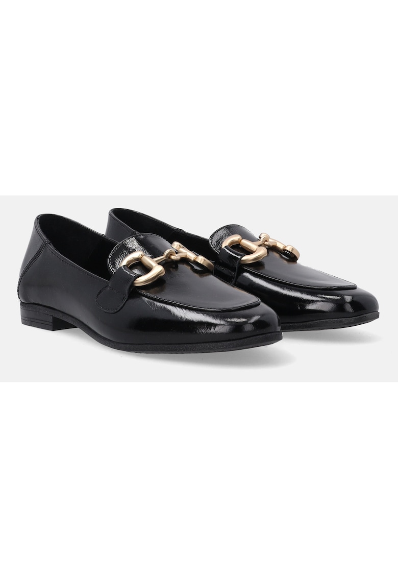 Pantofi loafer din piele lacuita cu detaliu metalic -