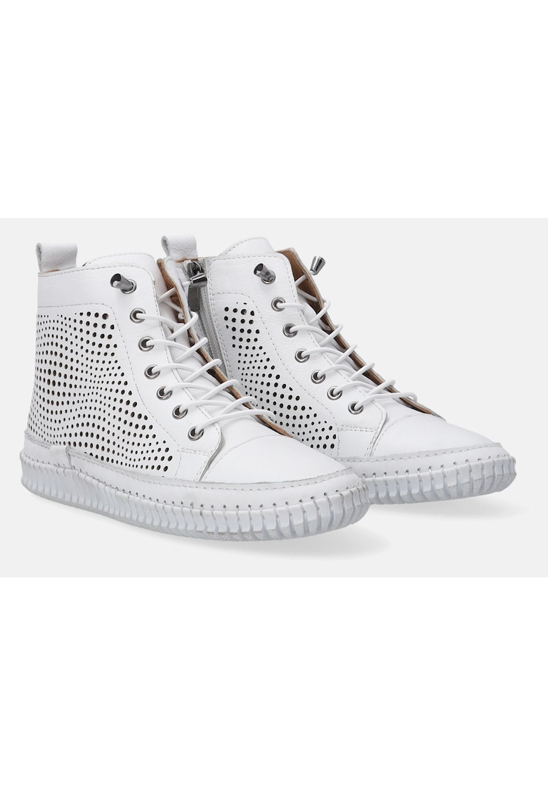 Tenisi high-cut din piele cu perforatii