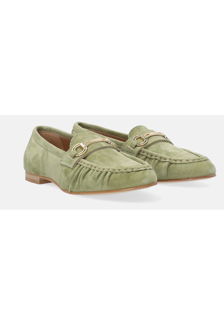 Pantofi loafer din piele intoarsa cu detaliu metalic