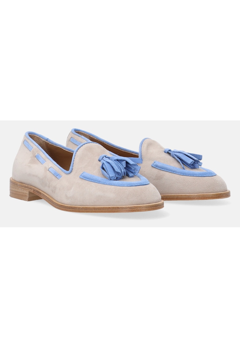 Pantofi loafer din piele intoarsa cu ciucure -