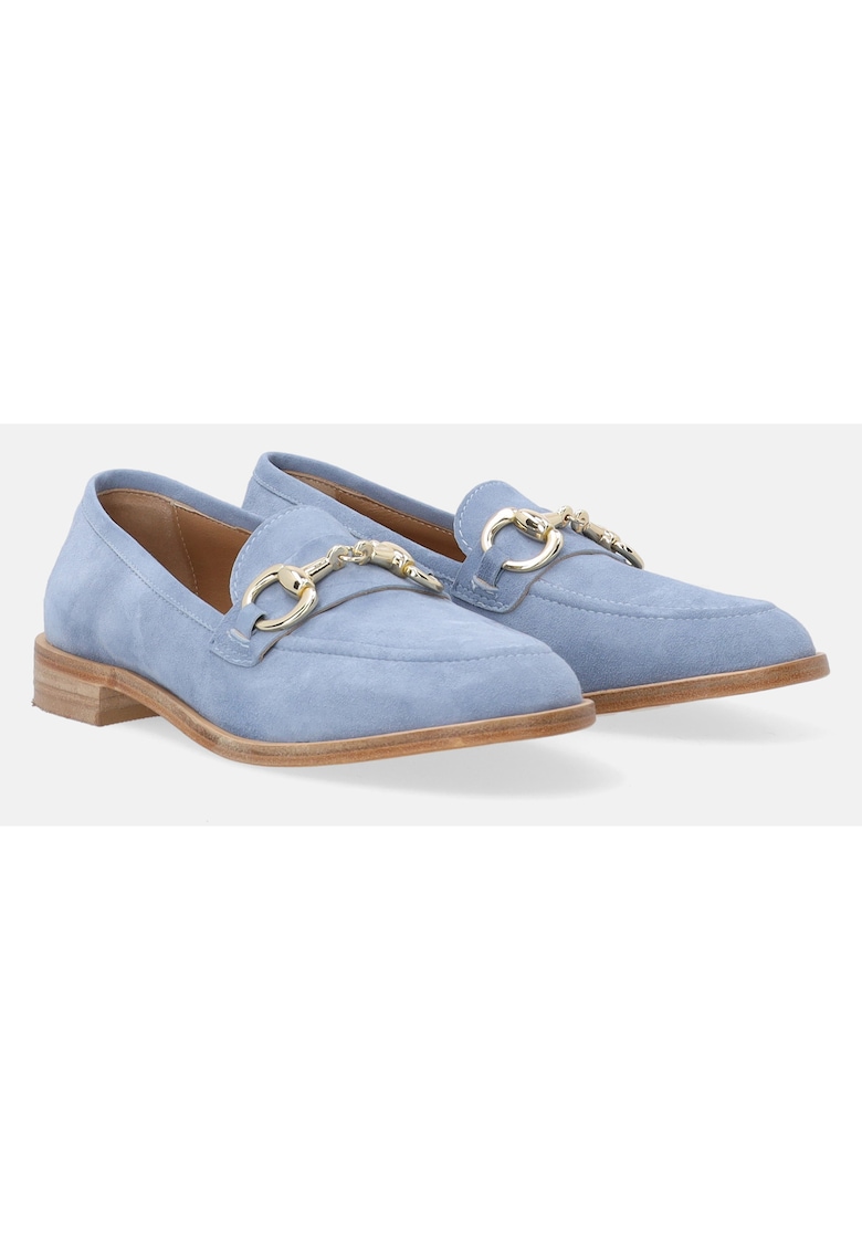 Pantofi loafer din piele intoarsa cu detaliu metalic -