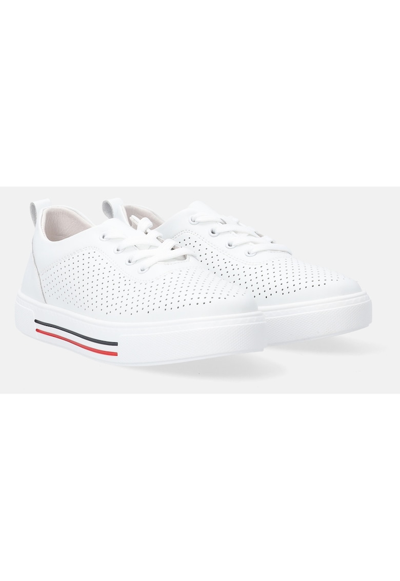 Pantofi sport din piele cu platforma si perforatii