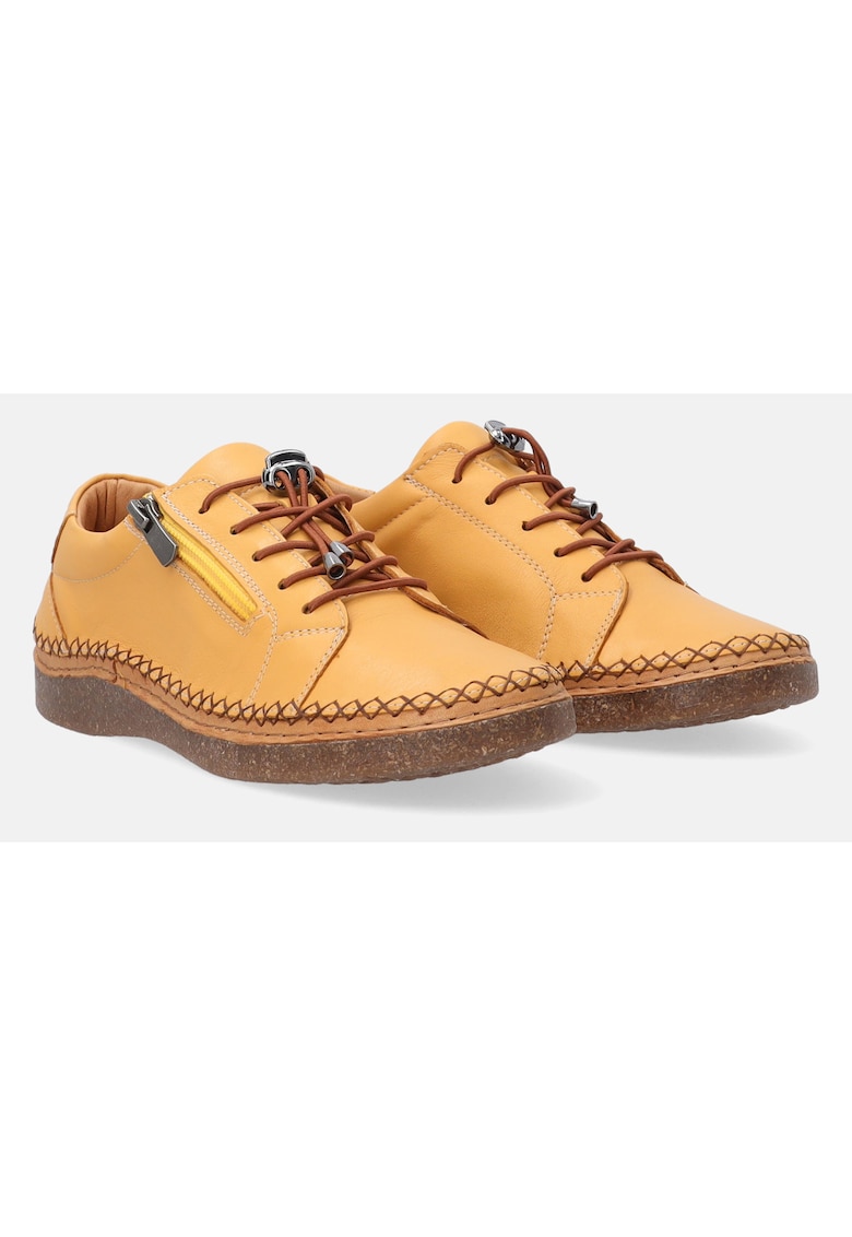 Pantofi sport cu sireturi elastice din piele