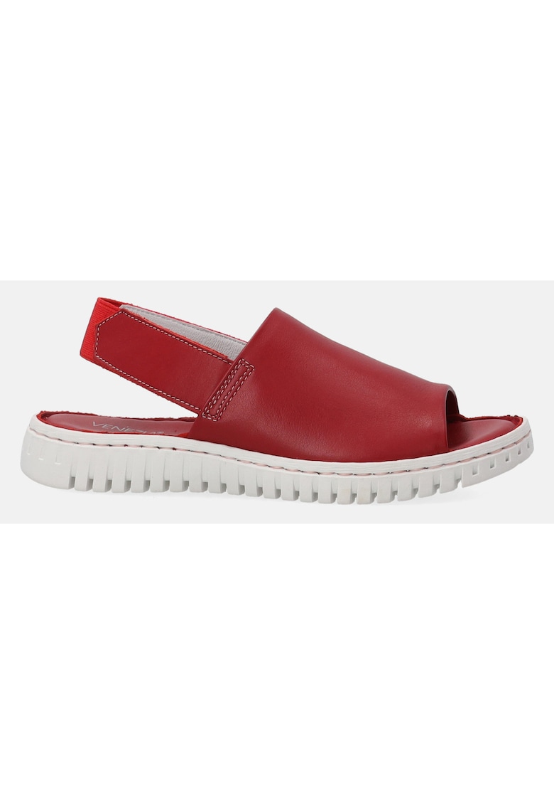 Sandale demi-wedge din piele cu varf decupat