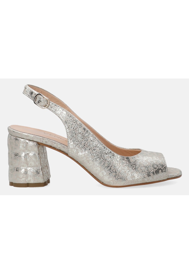 Sandale slingback din piele cu animal print