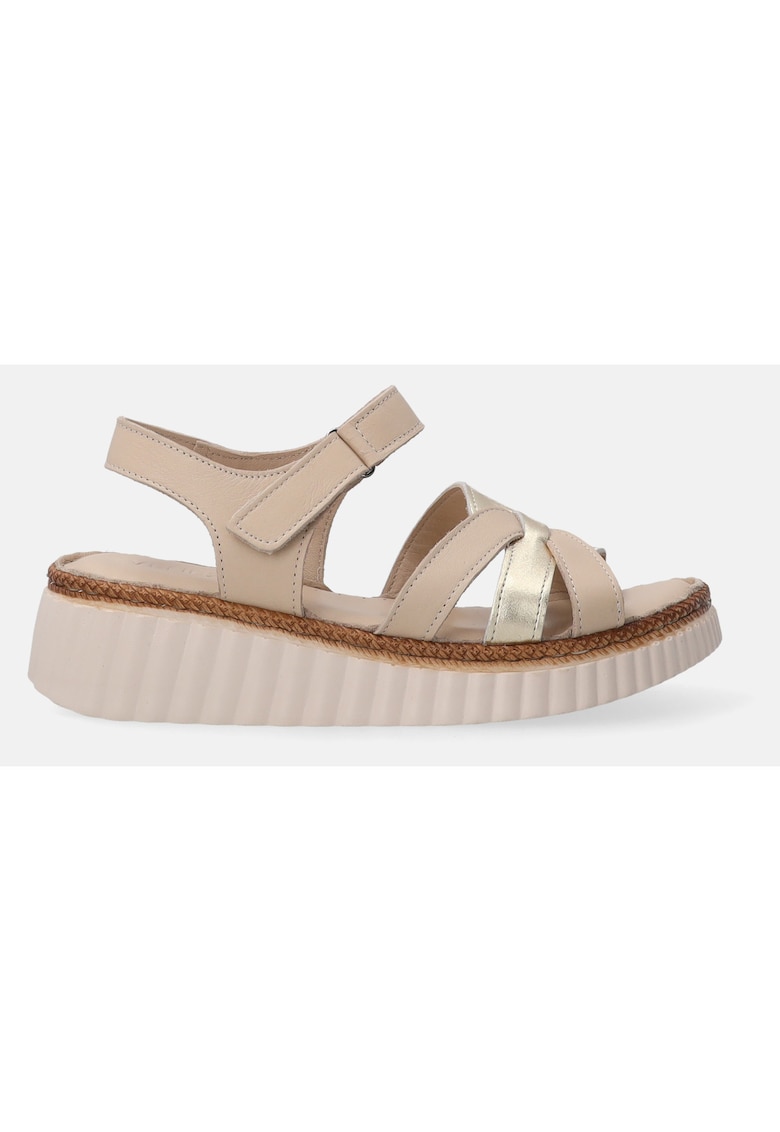 Sandale wedge de piele cu velcro