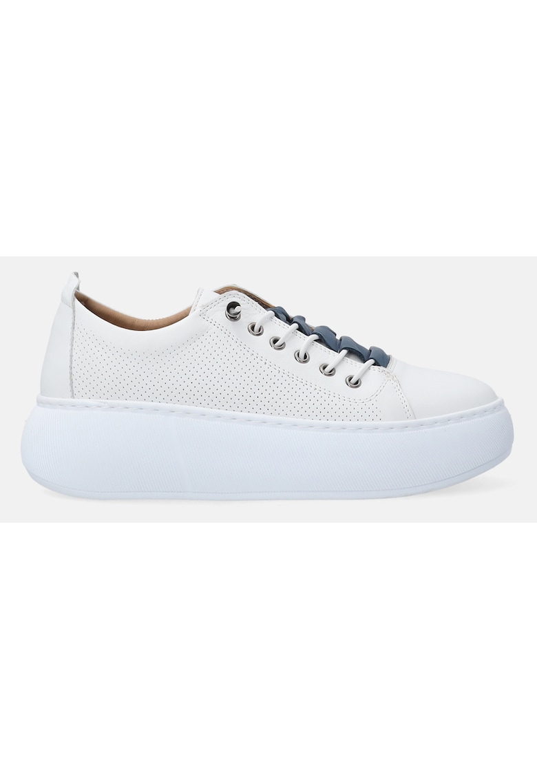 Pantofi sport de piele cu profil jos si model ajurat