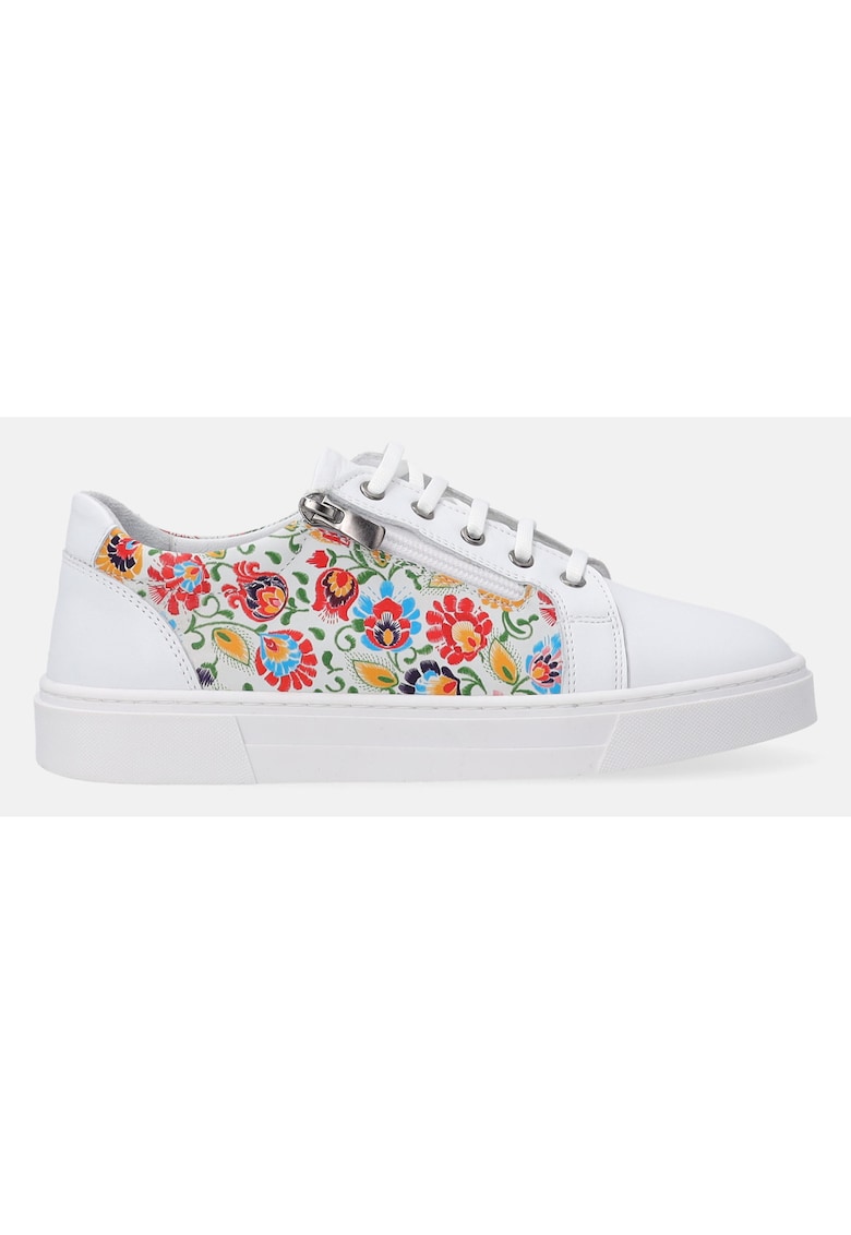 Pantofi sport din piele cu imprimeu floral pe lateral