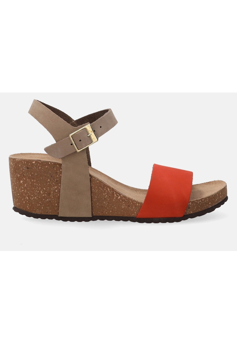 Sandale din piele nabuc cu talpa wedge