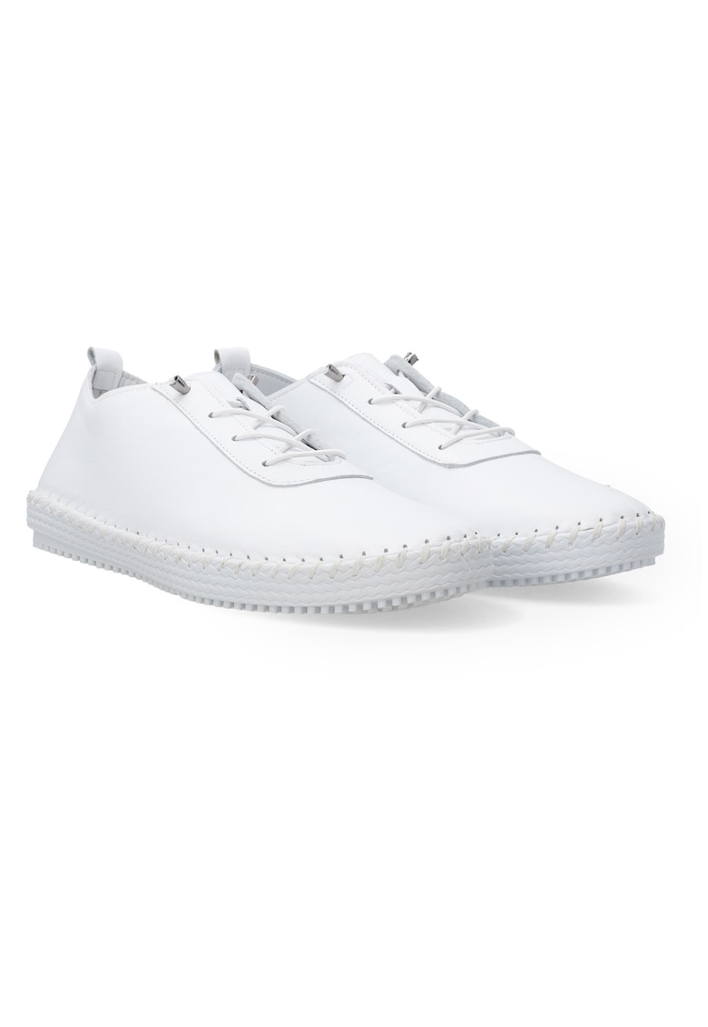 Pantofi sport din piele naturala cu sireturi elastice