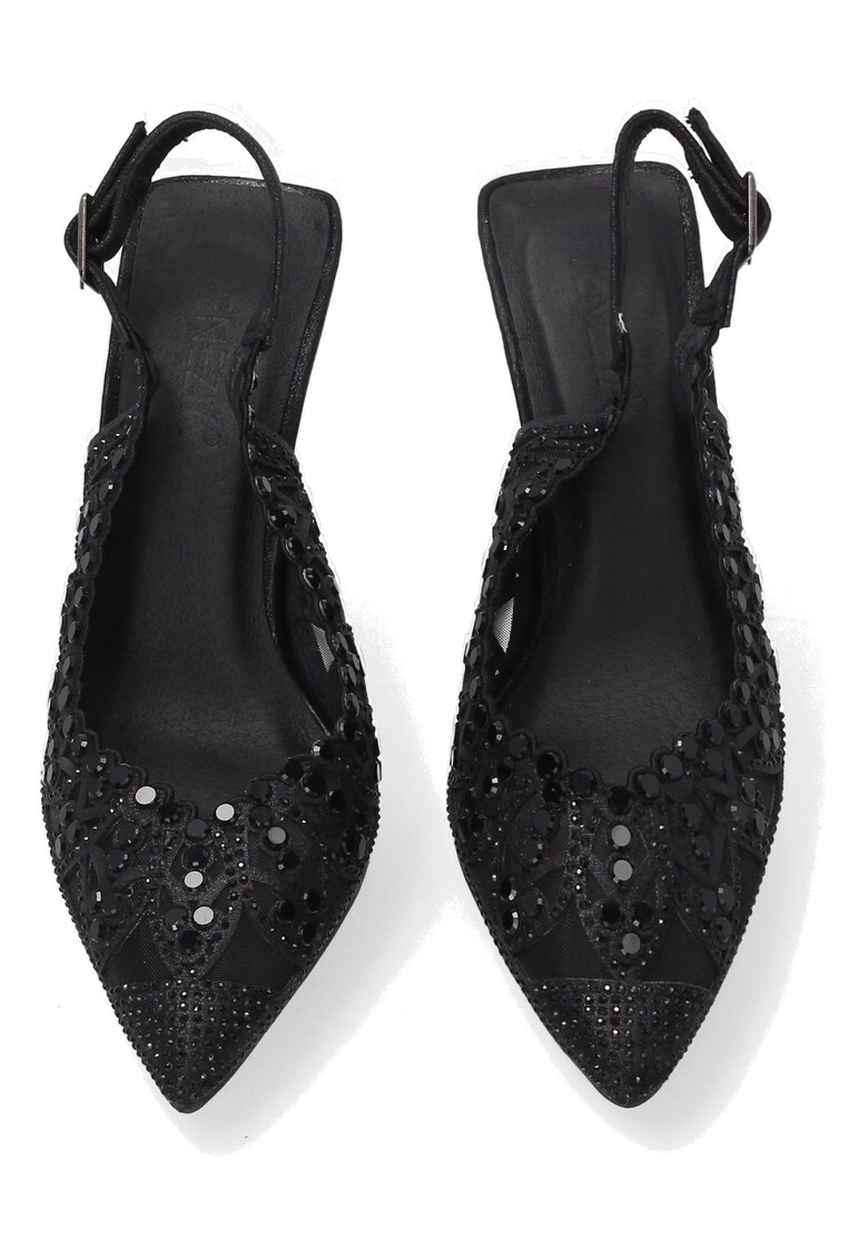 Pantofi sling-back decorati cu strasuri
