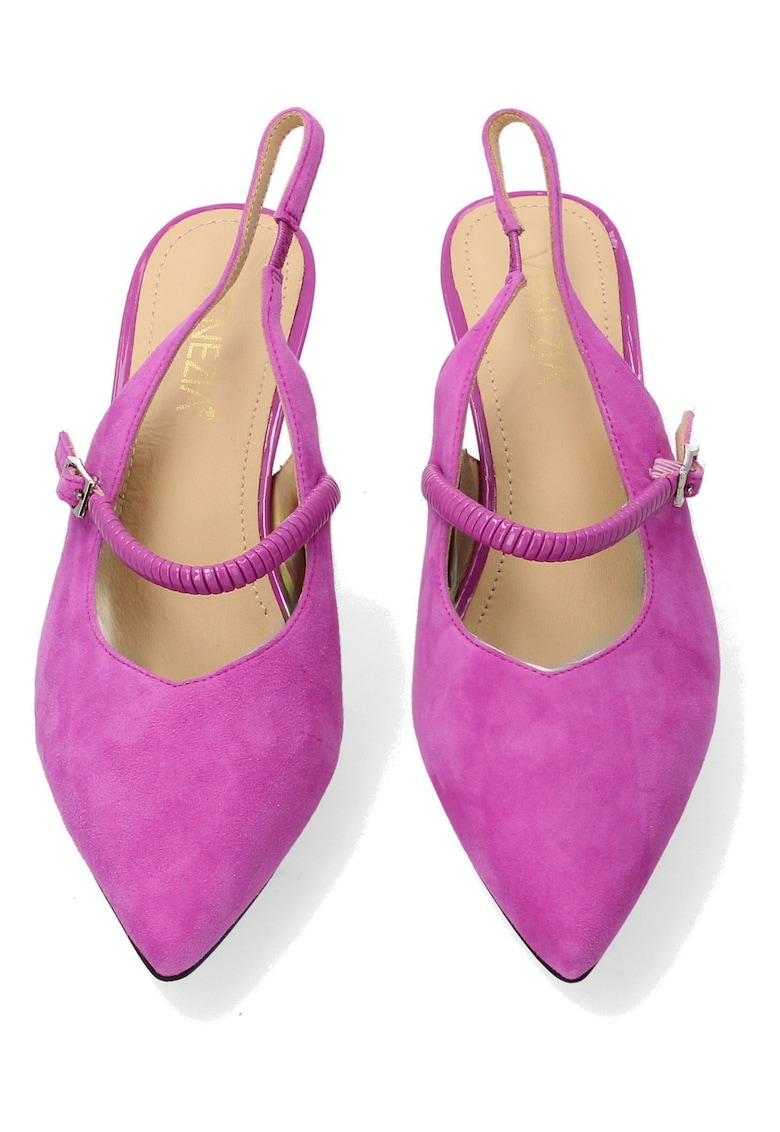 Pantofi sling-back din piele intoarsa cu barete elastice