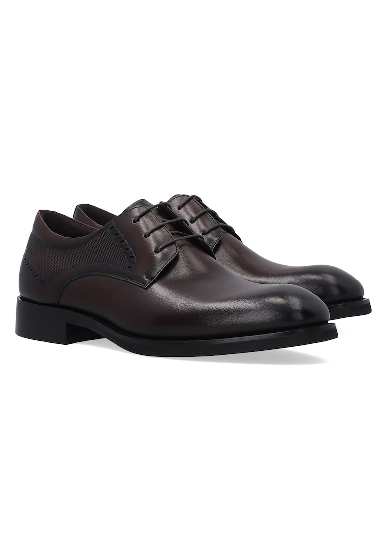 Pantofi de piele uni cu sireturi