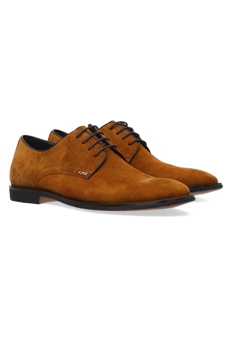 Pantofi cu profil jos din piele intoarsa cu snur elastic