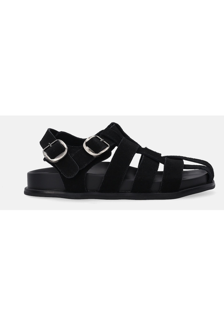 Sandale Fisherman din piele intoarsa cu catarame