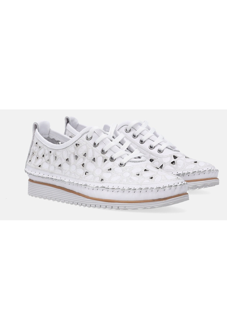 Pantofi sport din piele cu perforatii fi brodierie florala