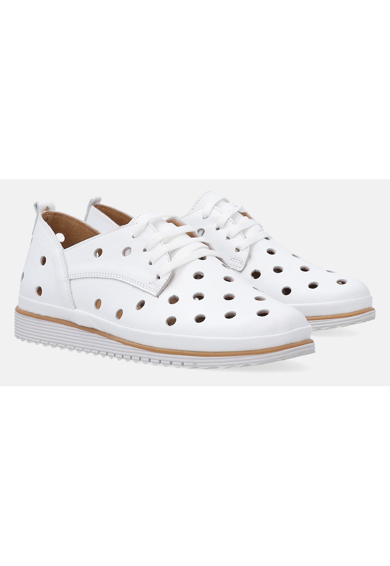 Pantofi casual cu sireturi si detalii perforate