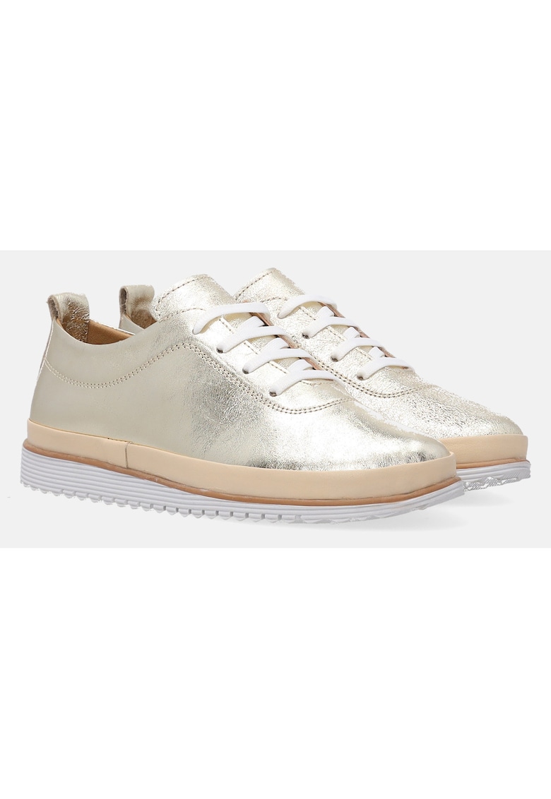 Pantofi sport din piele cu design metalizat