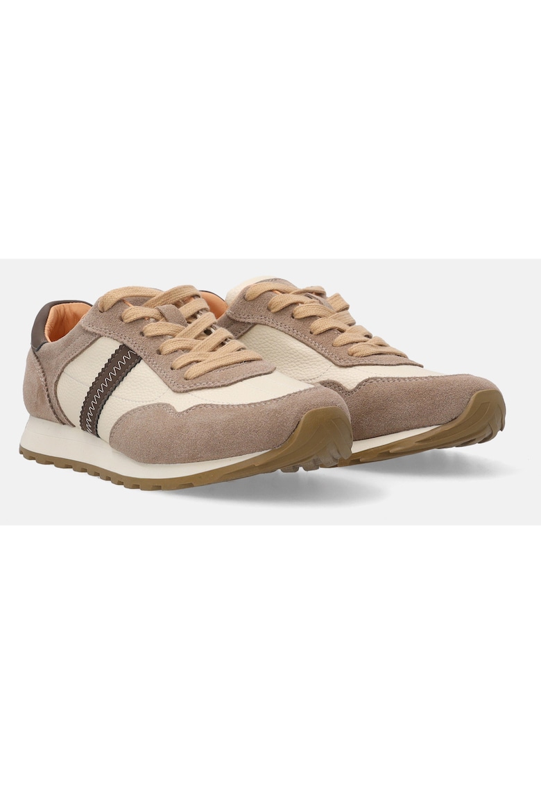 Pantofi sport cu insertii de piele intoarsa si model uni