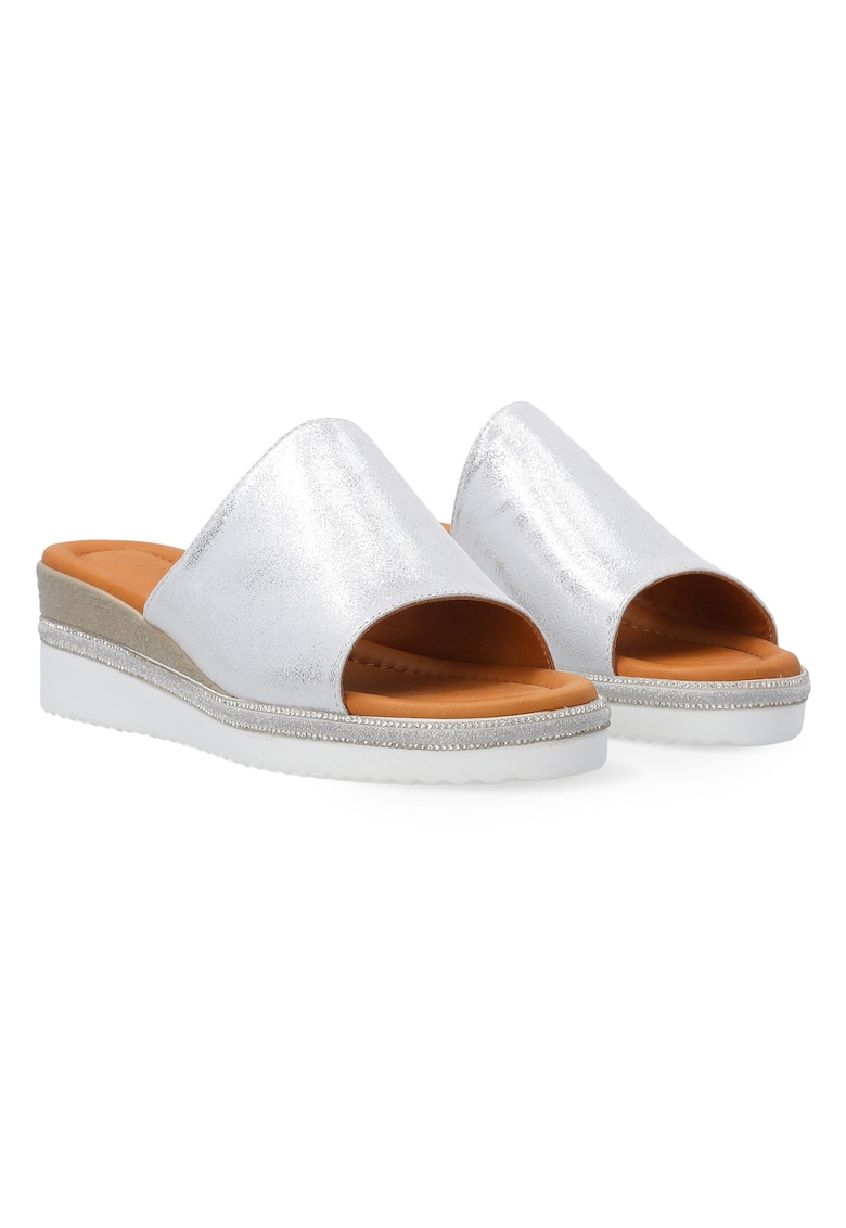 Papuci wedge din piele
