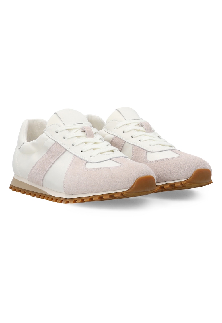 Pantofi sport cu insertii de piele intoarsa si aplicatie decorativa