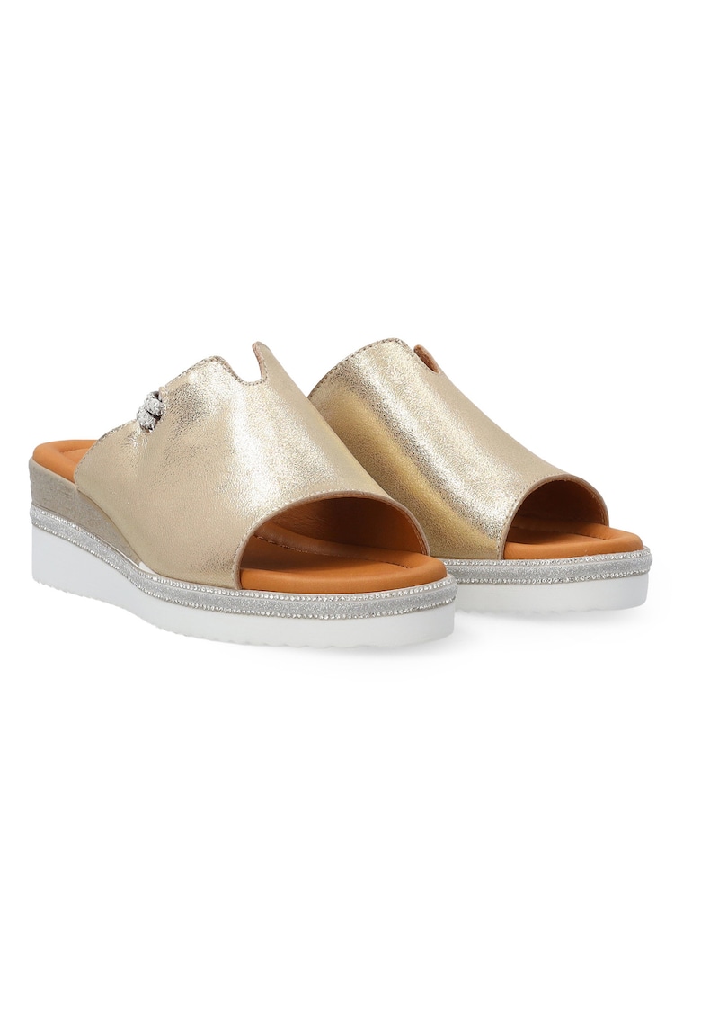 Papuci wedge din piele