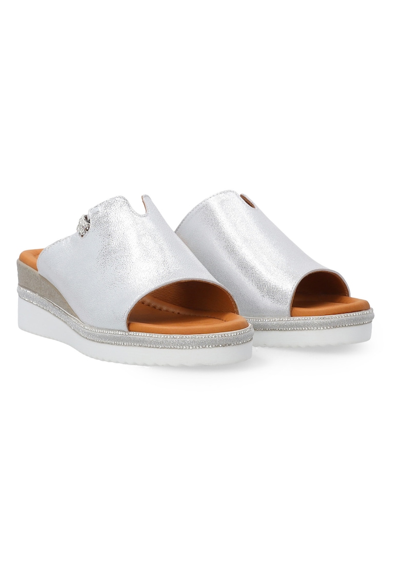Papuci din piele cu talpa wedge