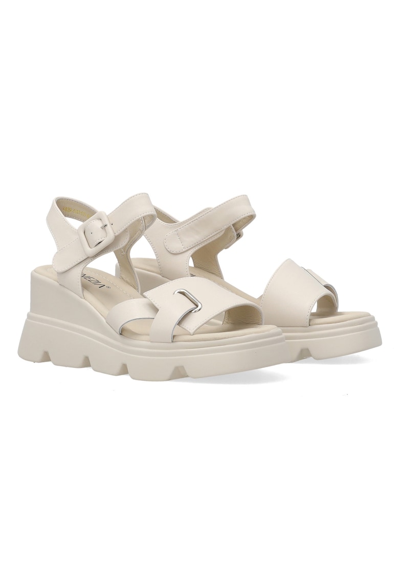 Sandale de piele uni cu platforma