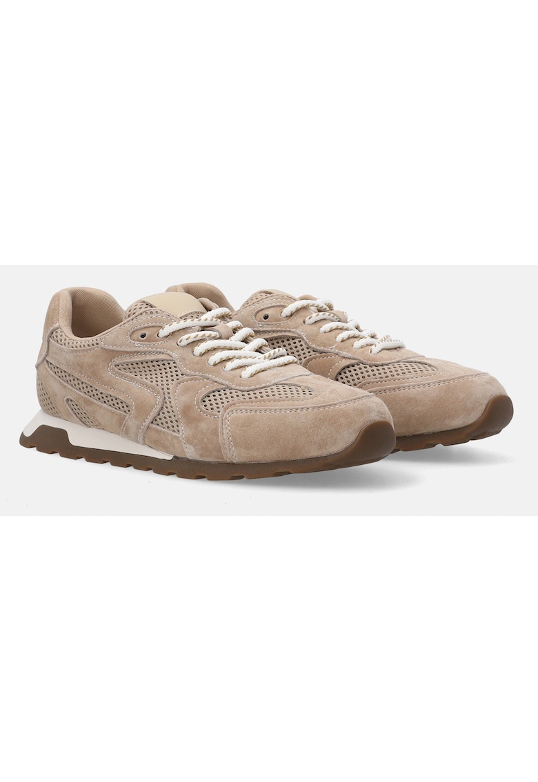 Pantofi sport cu profil jos si garnituri de piele intoarsa