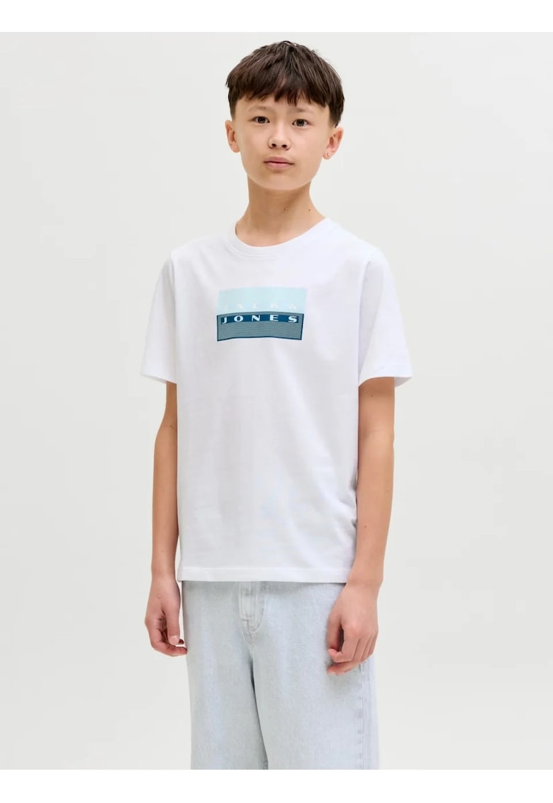 Tricou baieti - Regular fit la baza gatului - Alb