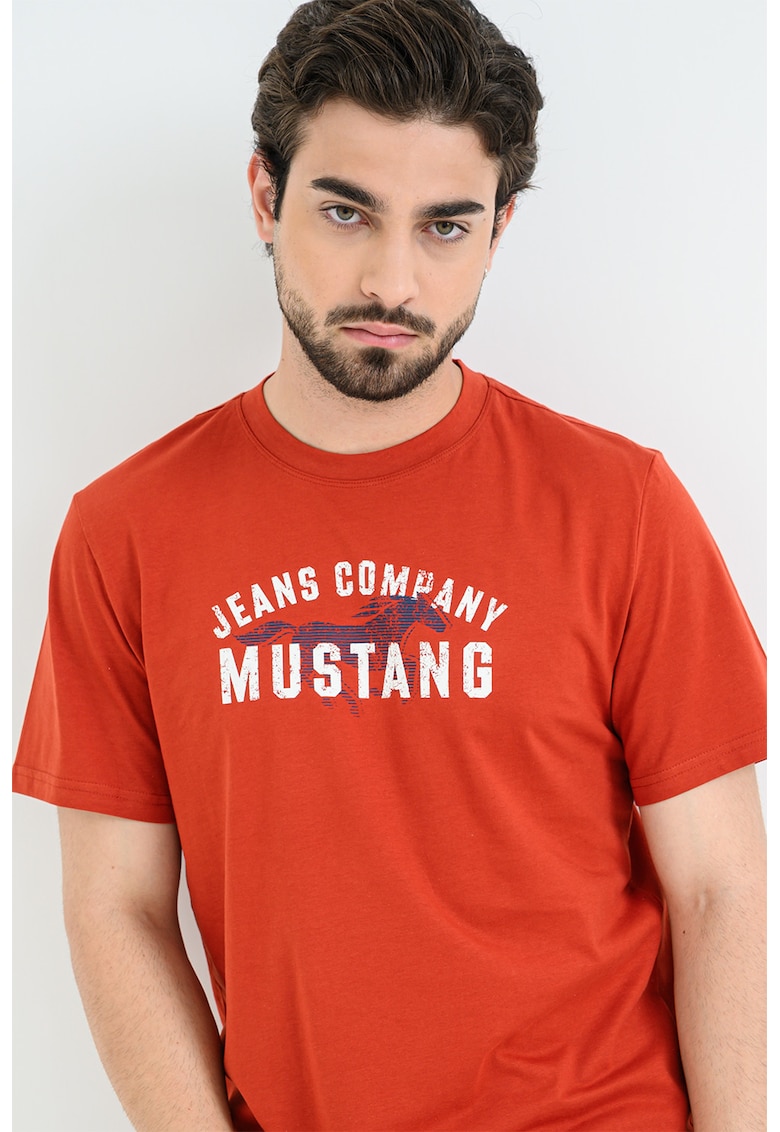 Tricou cu logo Austin - Alb/Caramiziu