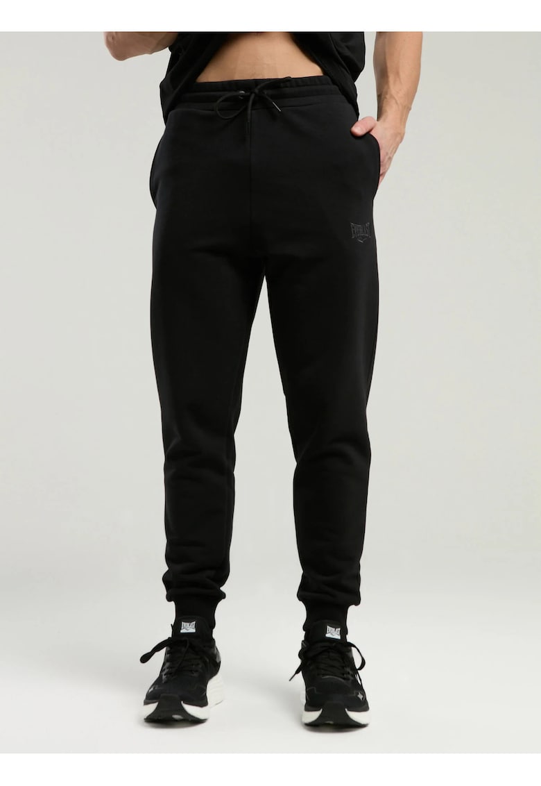 Pantaloni cu buzunare laterale si talie elastica - Negru - Negru