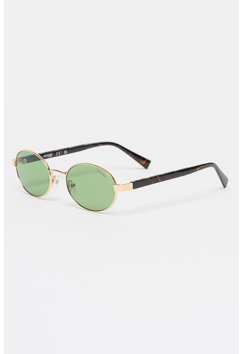 Ochelari de soare unisex cu lentile ovale - Auriu/Maro