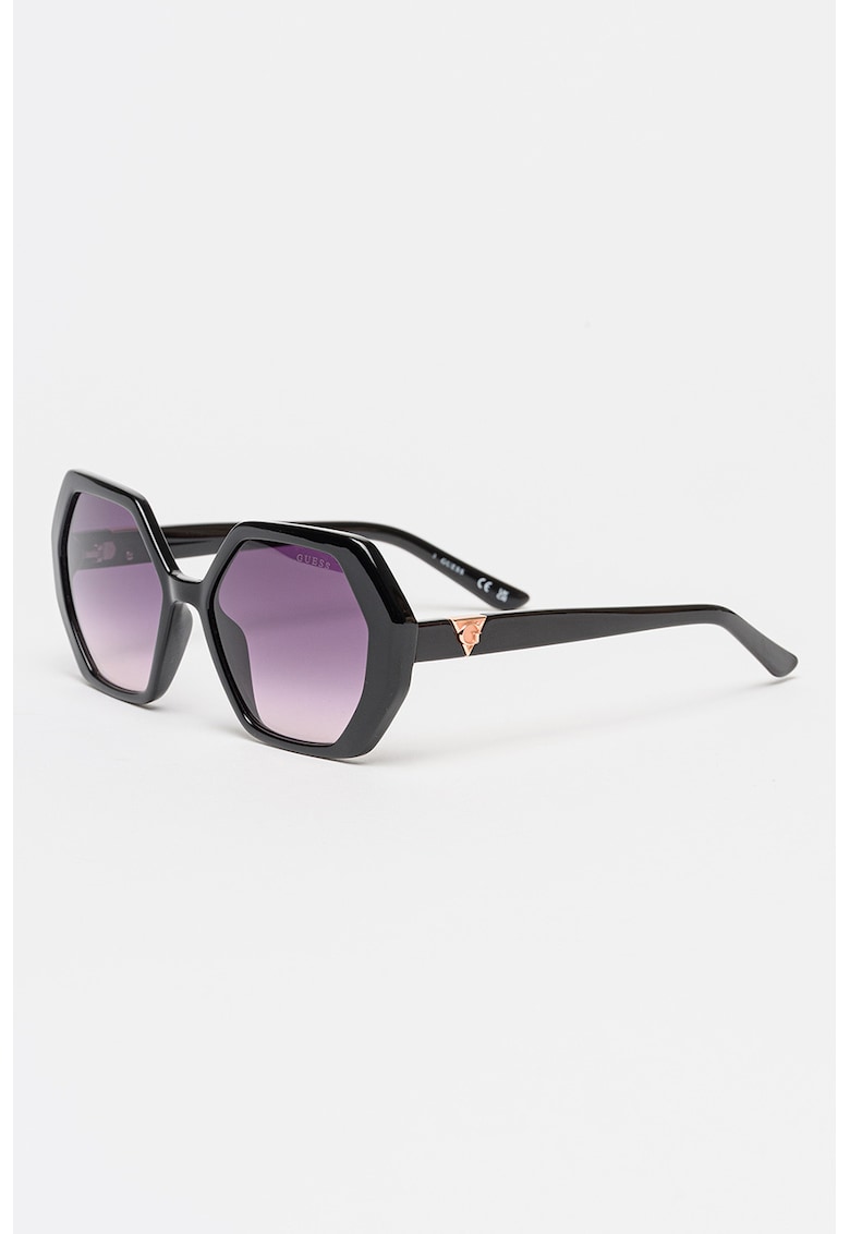 Ochelari de soare hexagonali cu lentile in degrade - Negru
