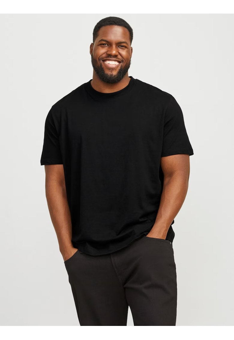 Plus Tricou simplu barbati big sizes - Bradley - decolteu la baza gatului - Negru