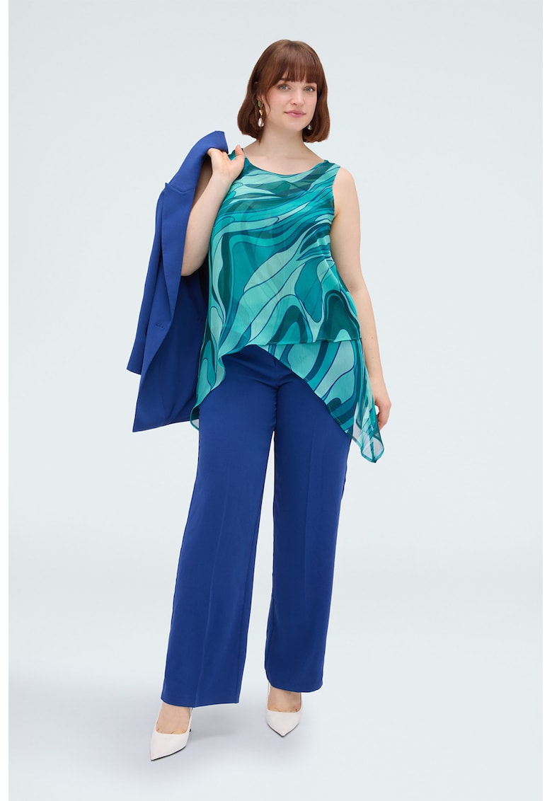 Bluza cu terminatie asimetrica si model - Verde